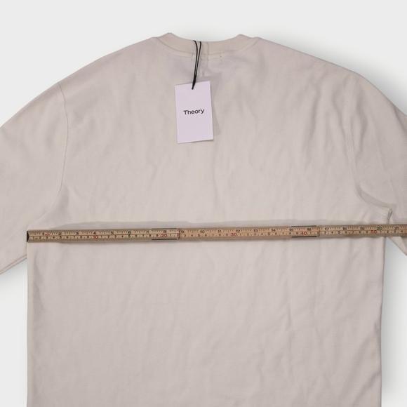 Theory Sweater Mens Size SM Thermal Ivory Henley Crewneck Pullover Pima Cotton - Picture 6 of 10